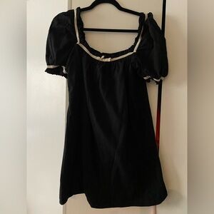Reformation Black Mini Dress with Cream Trim Detail